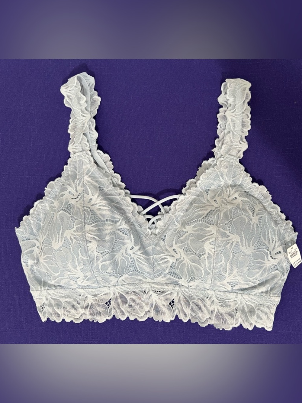 Maurice’s Lace Bralette with Crisscross Back  in Light Powder Blue NWT